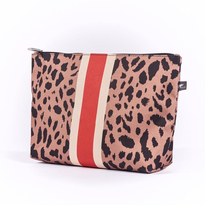 Necessaire G Onça Marrom Faixa Vermelha