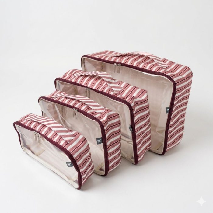 Kit Organizador Listrado Vermelho