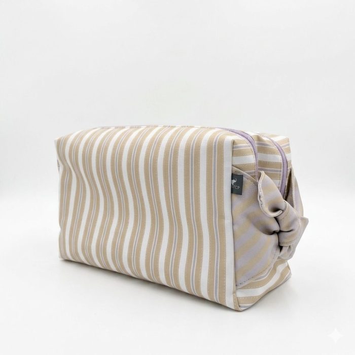 Necessaire Laço Listrada Bege