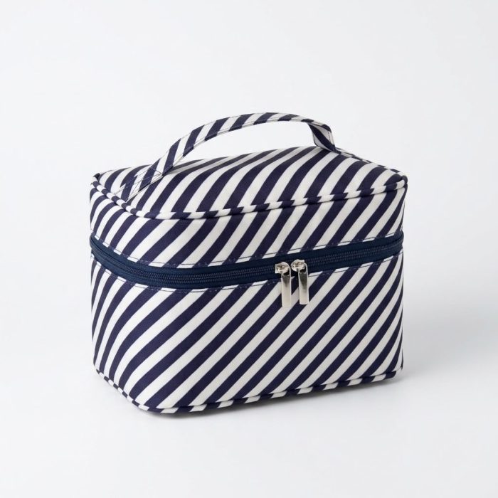Necessaire Frasqueira Listrada Diagonal Marinho