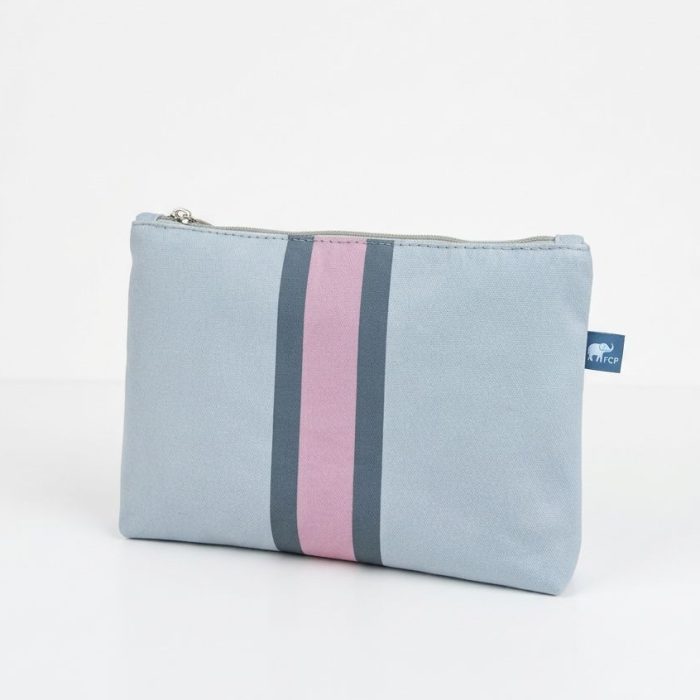 Necessaire P Cinza mescla faixa Rose