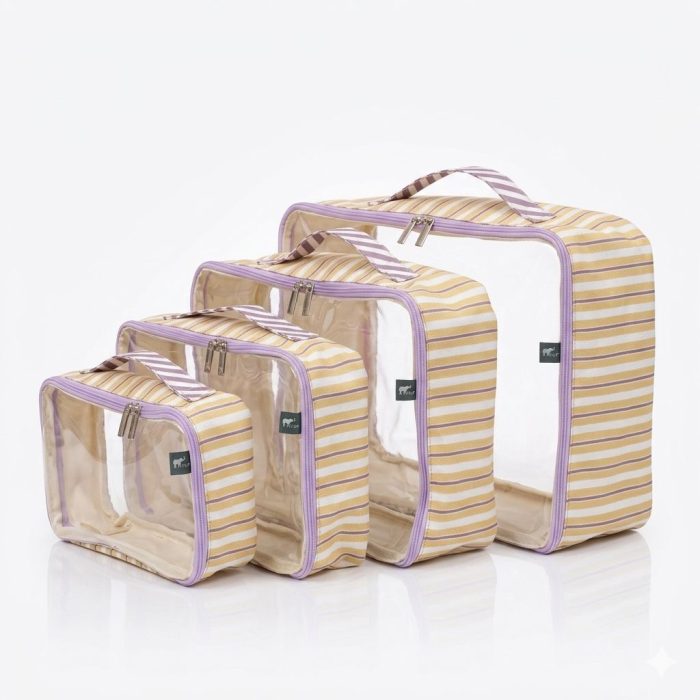 Kit Organizador Listrado Amarelo