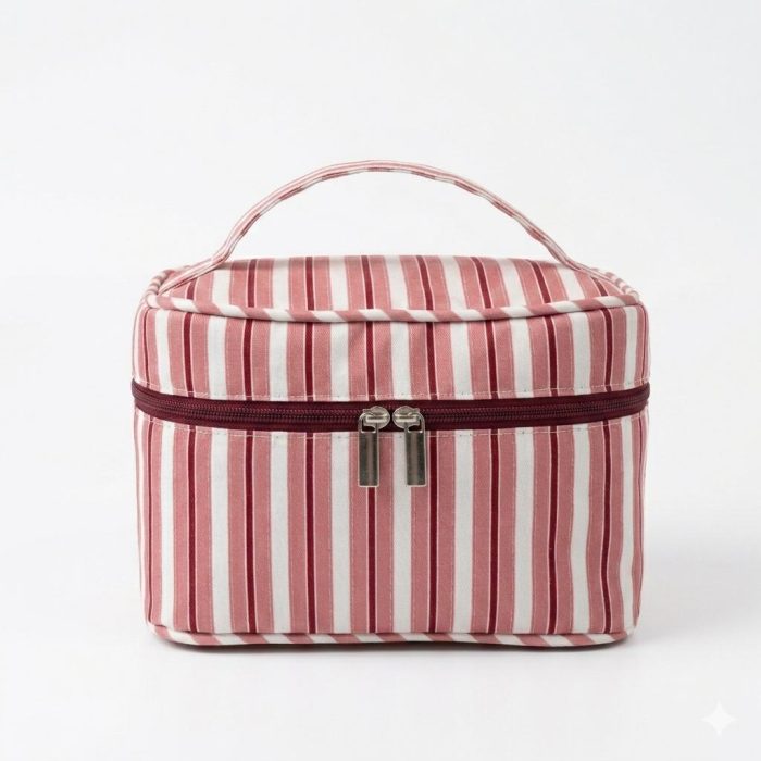 Necessaire Frasqueira Listrada Vermelha