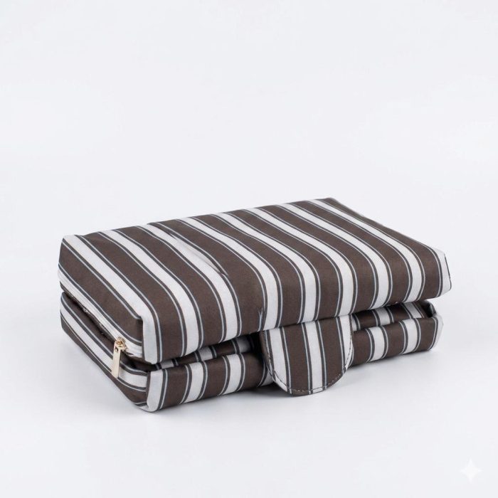 Necessaire Compacta Listrada Marrom