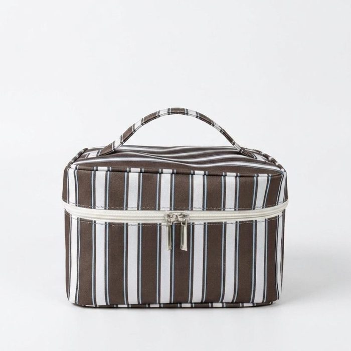 Necessaire Frasqueira Listrada Marrom