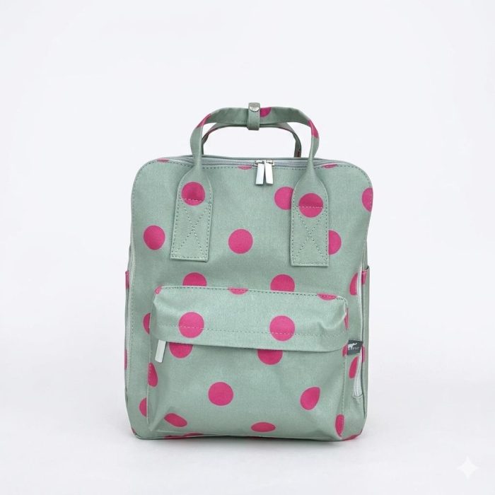 Mochila Pistache Bolinhas Rosa