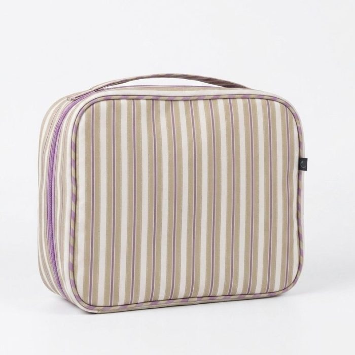 Necessaire Funcional G Listrada Bege Escuro
