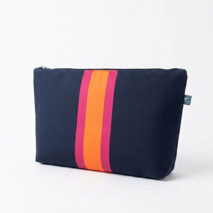 Necessaire G Preta Lisa Faixa Laranja