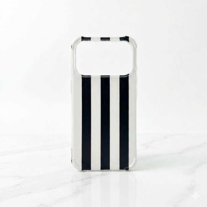 Iphone Case 17 PRO Listrado Branco e Preto