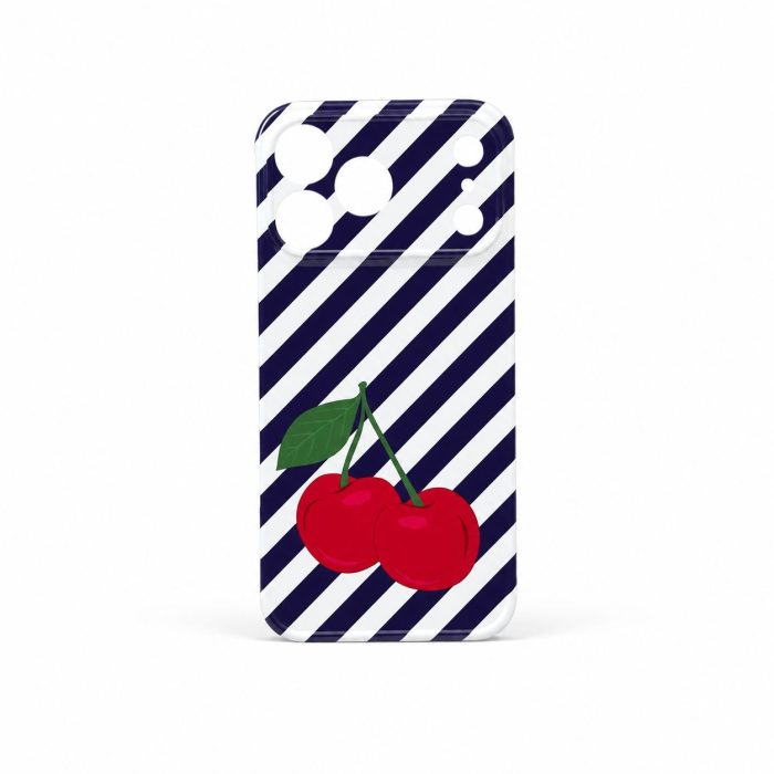 Iphone Case 17 PRO MAX Listrado Azul Cerejas