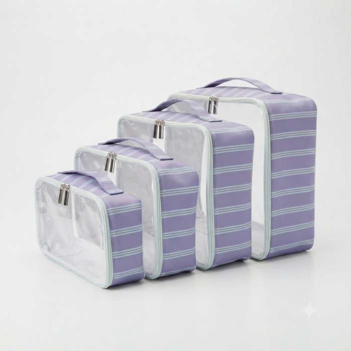Kit Organizador Listrado Lilás