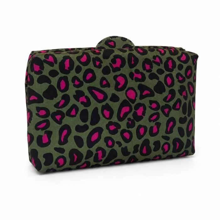 Necessaire Compacta Onça Verde e Rosa
