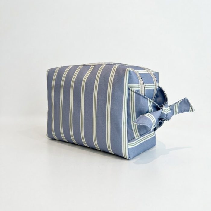 Necessaire Laço Listrada Turquesa